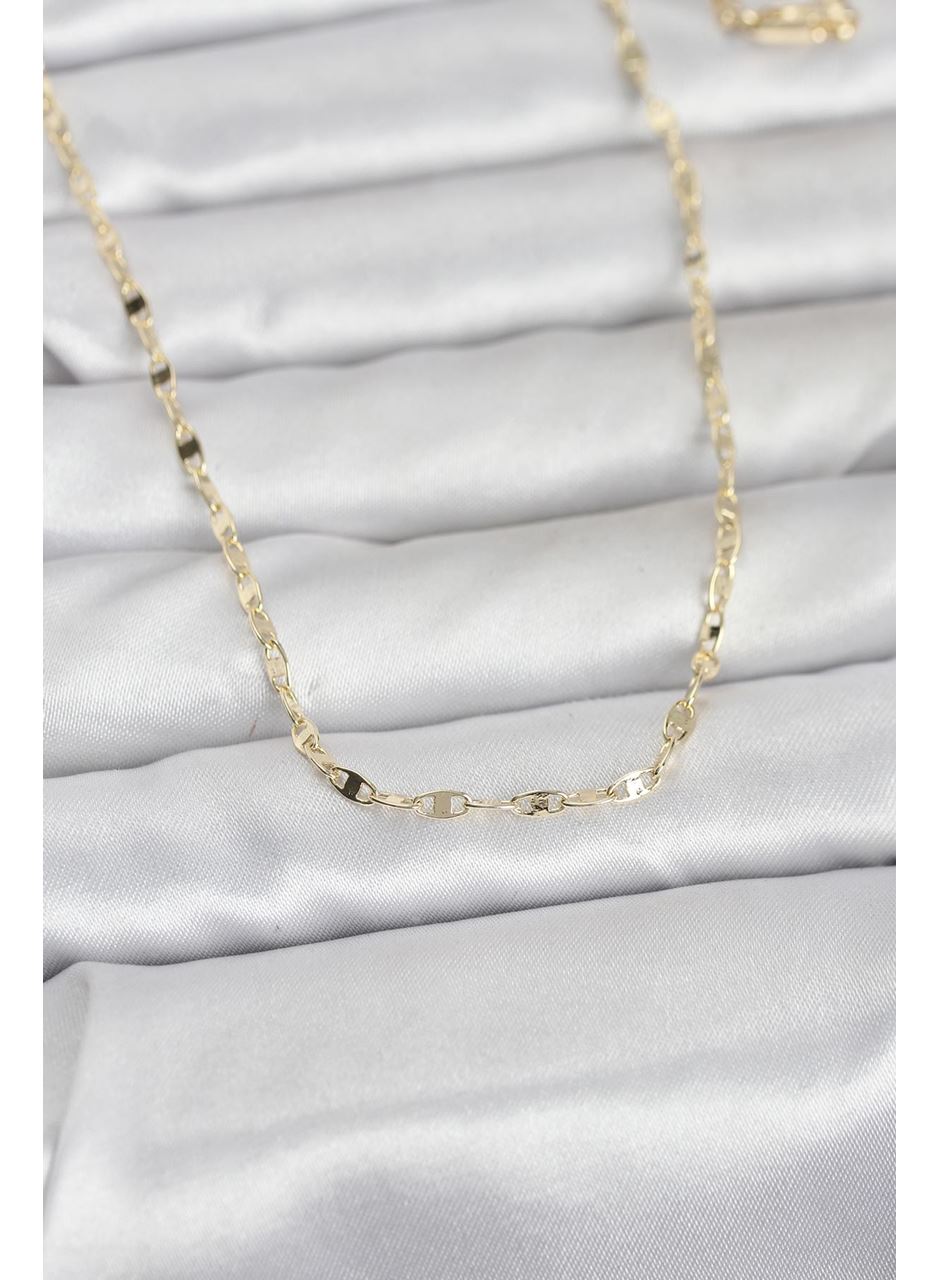 CM 14K Gold Renk Yassı Gemici Zincir Model 60 cm Kadın Kolye