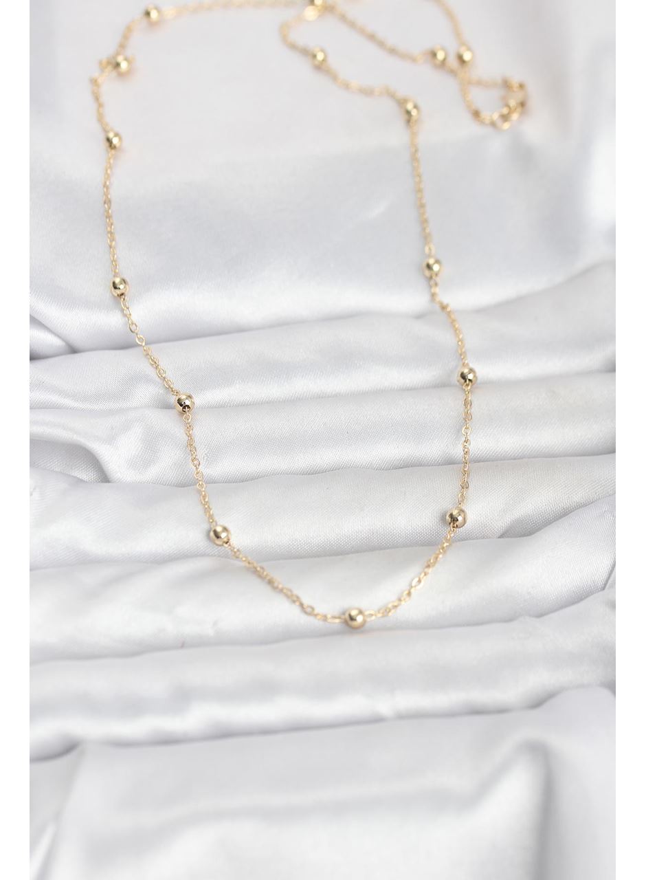 CM 14K Gold Renk Pirinç Top Zincirli 60 cm Kadın Kolye