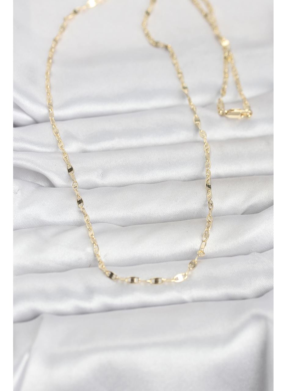 CM 14K Gold Renk Yassı Gemici Zincir Model 60 cm Kadın Kolye