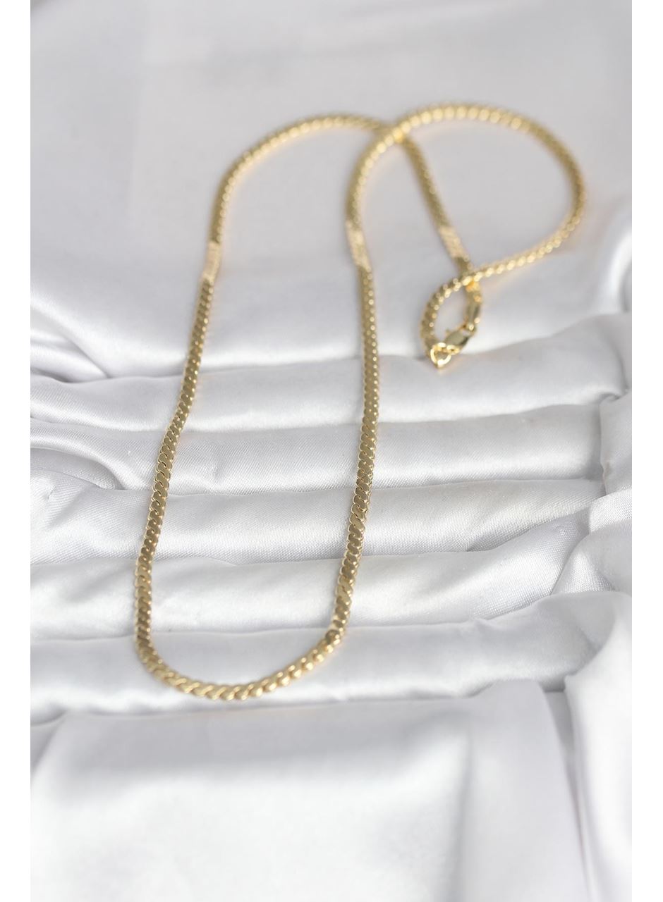 CM 14K Gold Renk Yassı Ezme Zincir Model 60 cm Kadın Kolye