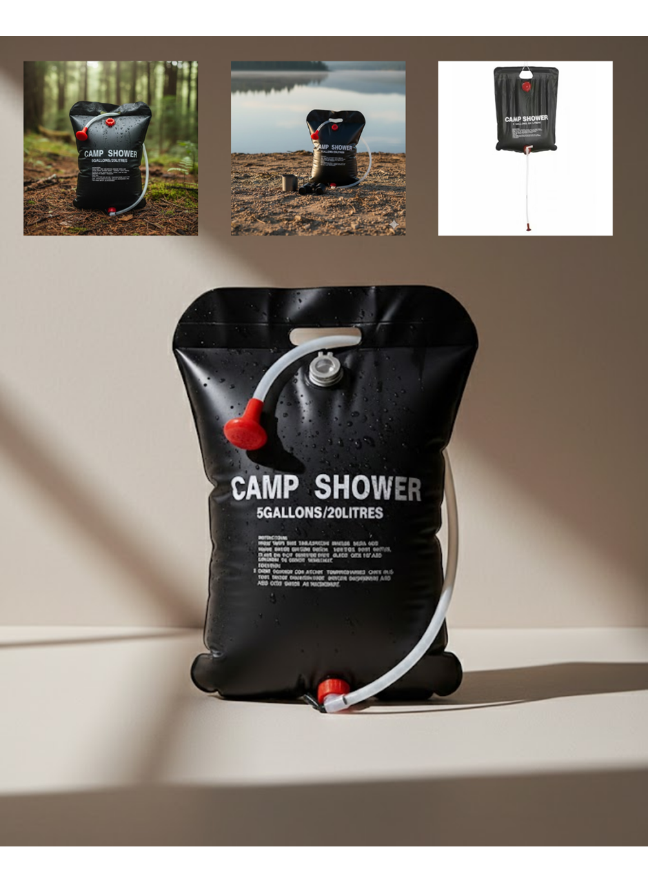 Güneş Enerjili Dış Mekan Duşu 20 Litre Dayanıklı PVC Kamp Duş Sistemi