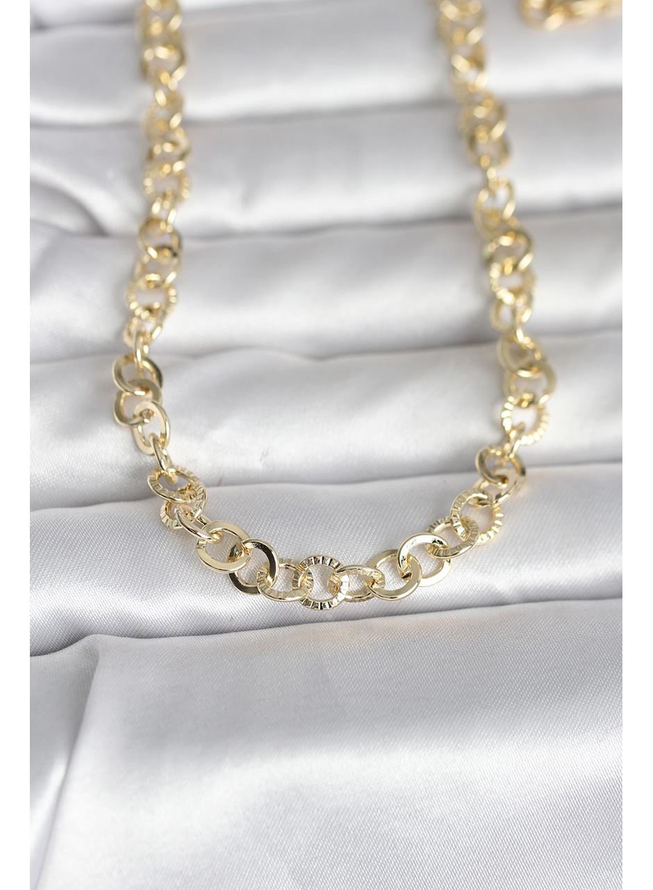 CM 14K Gold Renk Kalın Halka Zincirli 60 cm Kadın Kolye