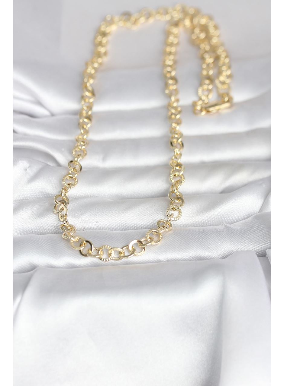 CM 14K Gold Renk Kalın Halka Zincirli 60 cm Kadın Kolye