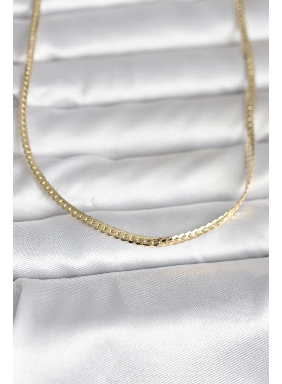 CM 14K Gold Renk Yassı Zincir Model 45 cm Kadın Kolye