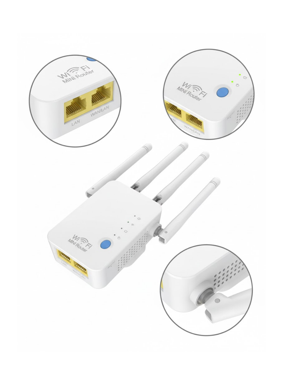 Kablosuz WiFi Tekrarlayıcı 300Mbps