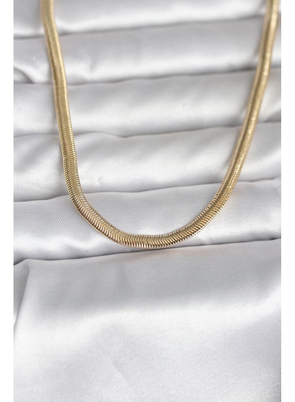 CM 14K Gold Renk Yassı Yılan Zincir Model 45 cm Kadın Kolye