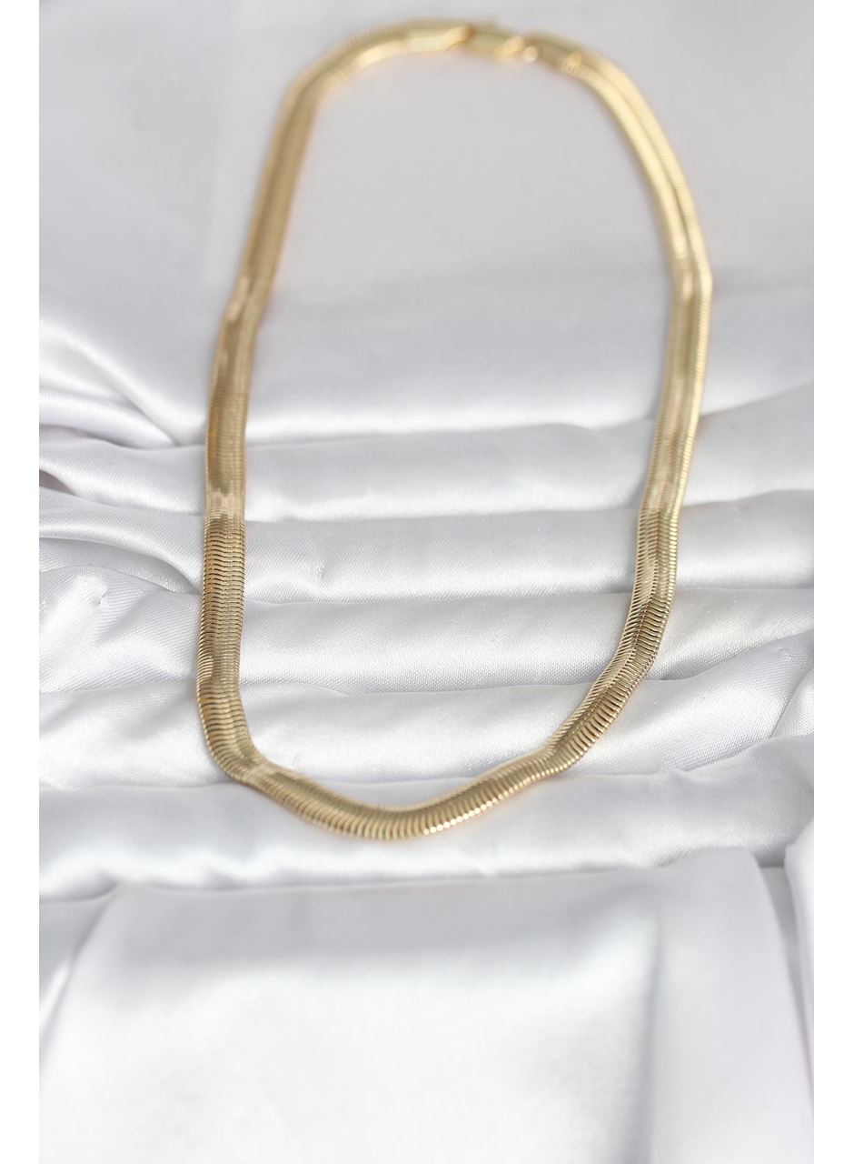 CM 14K Gold Renk Kalın Yassı Yılan Zincir Model 45 cm Kadın Kolye