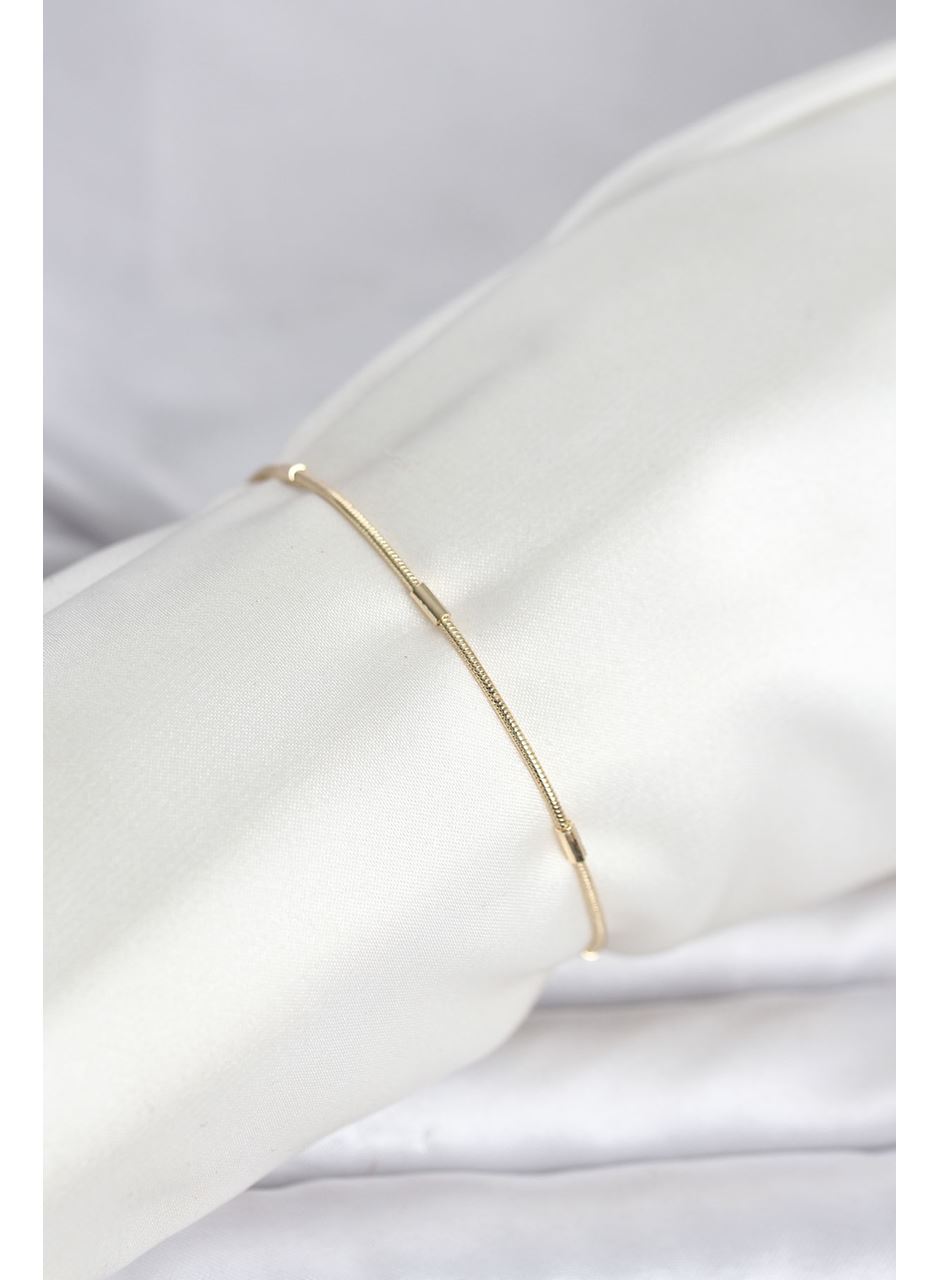 CM 14K Gold Renk Barlı Yılan Zincir Model Kadın Bileklik