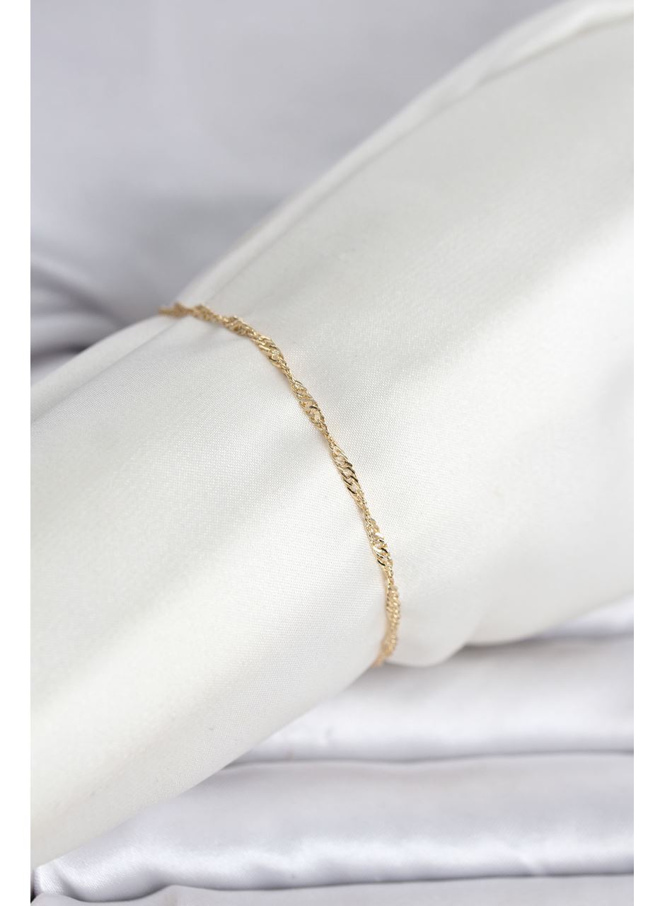 CM 14K Gold Renk Ezme Burgu Zincir Model Kadın Bileklik