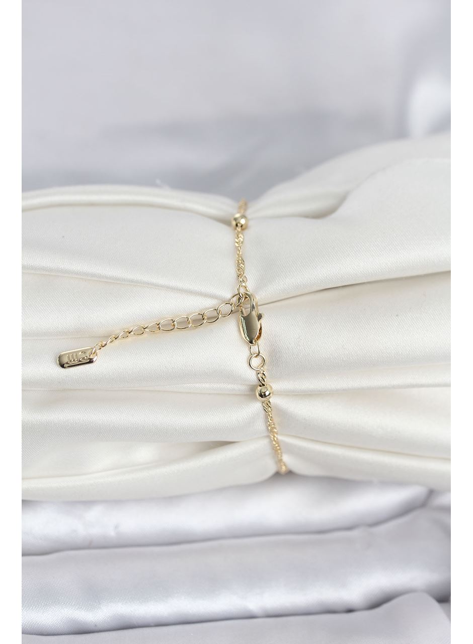 CM 14K Gold Renk Burgu Topçuk Model Kadın Bileklik