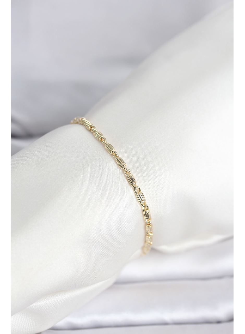 CM 14K Gold Renk Burgu Zincirli Model Kadın Bileklik