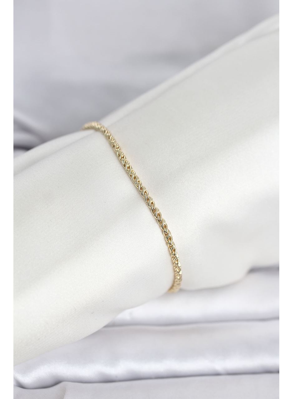 CM 14K Gold Renk Burgulu Zincir Model Kadın Bileklik