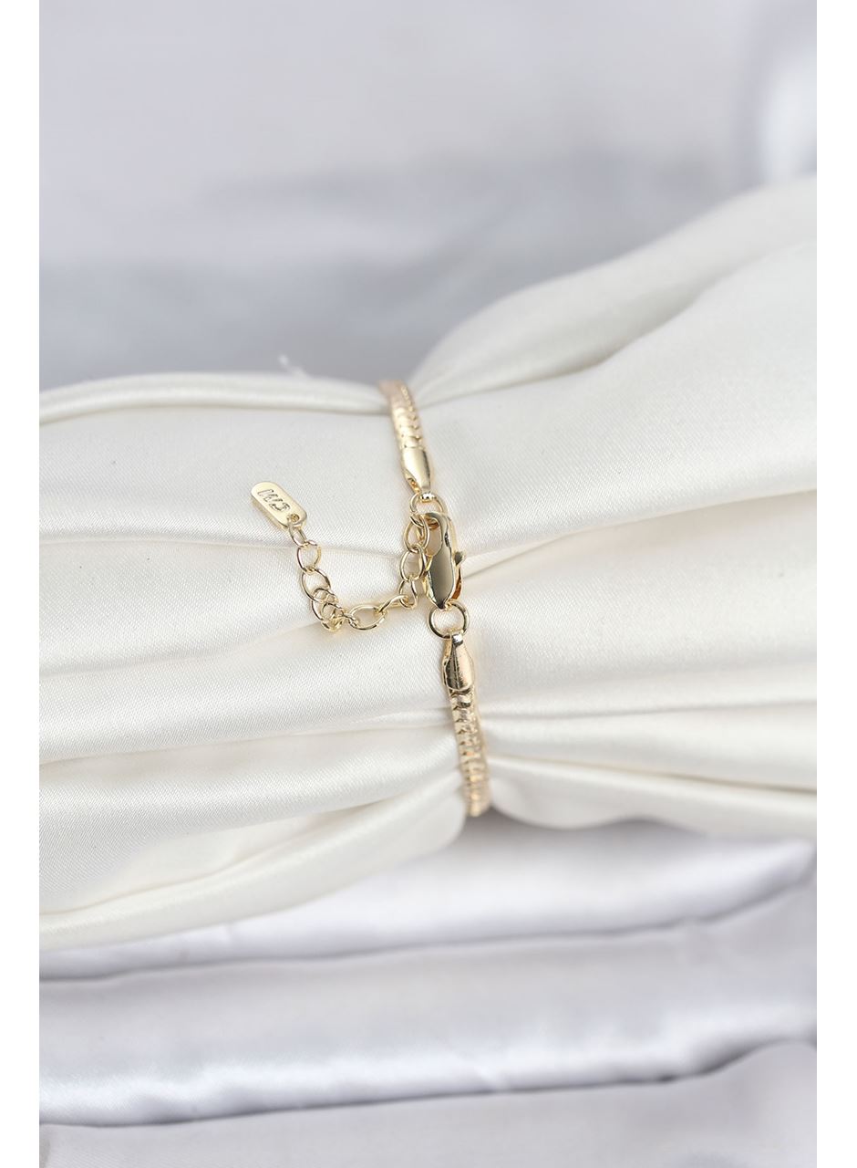 CM 14K Gold Renk Yassı Zincir Model Kadın Bileklik