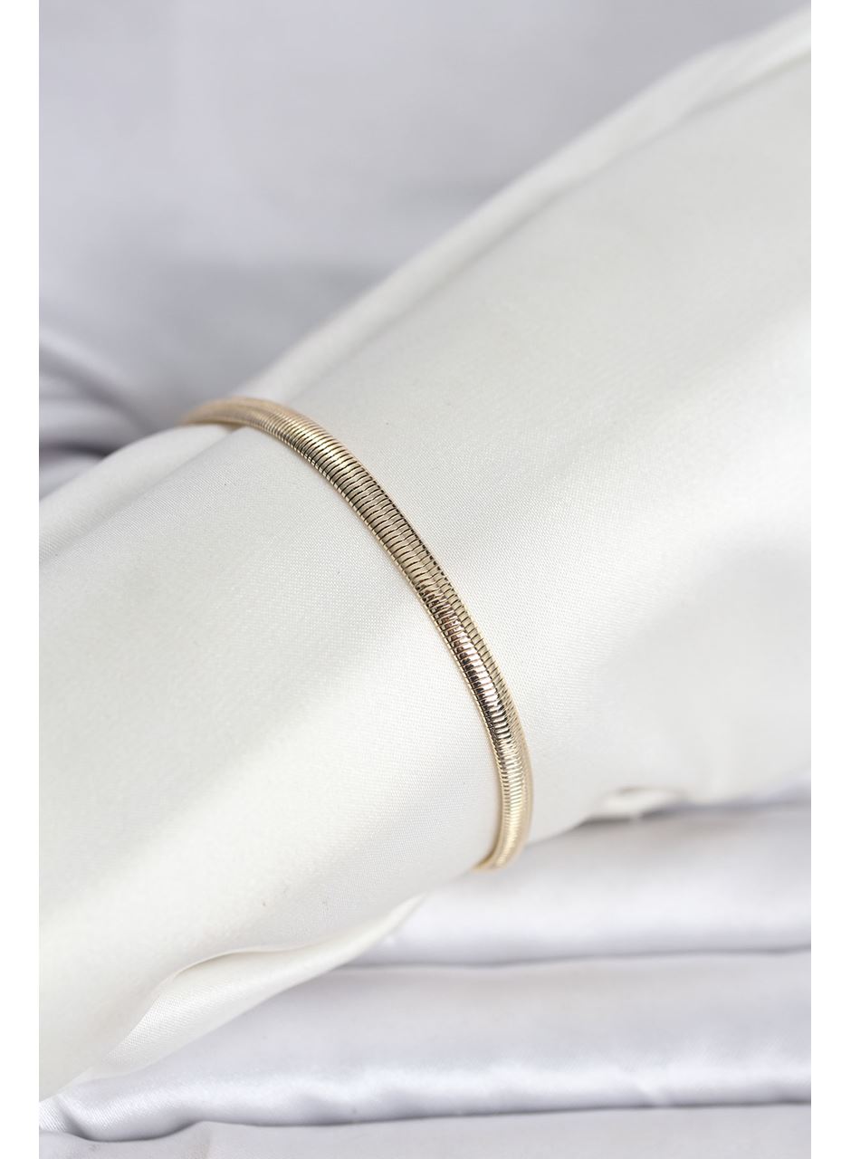 CM 14K Gold Renk Yassı Yılan Zincir Model Kadın Bileklik