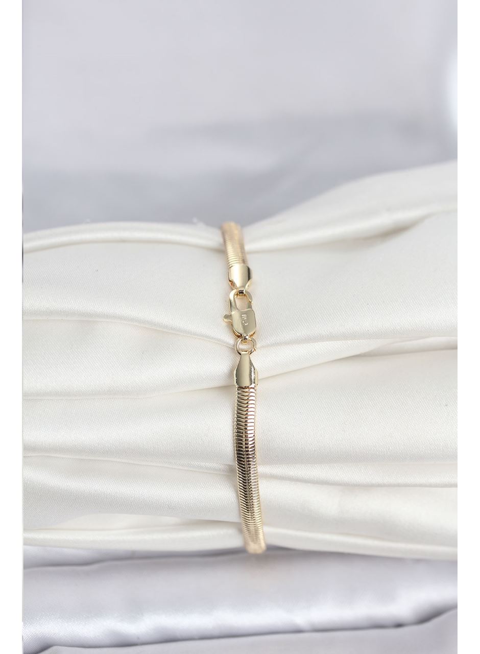 CM 14K Gold Renk Yassı Yılan Zincir Model Kadın Bileklik