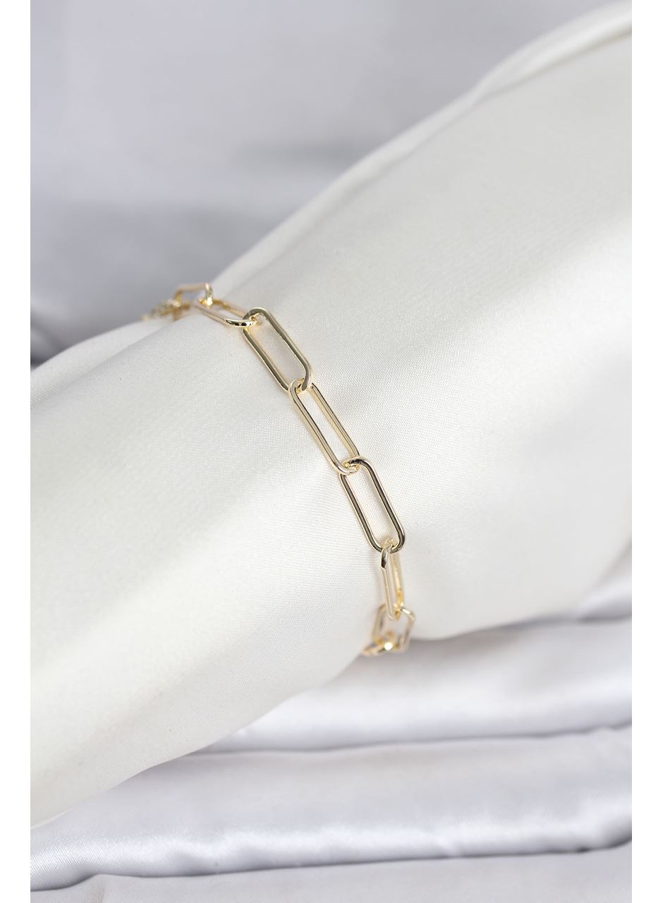 CM 14K Gold Renk Kalın Ataç Zincir Model Kadın Bileklik