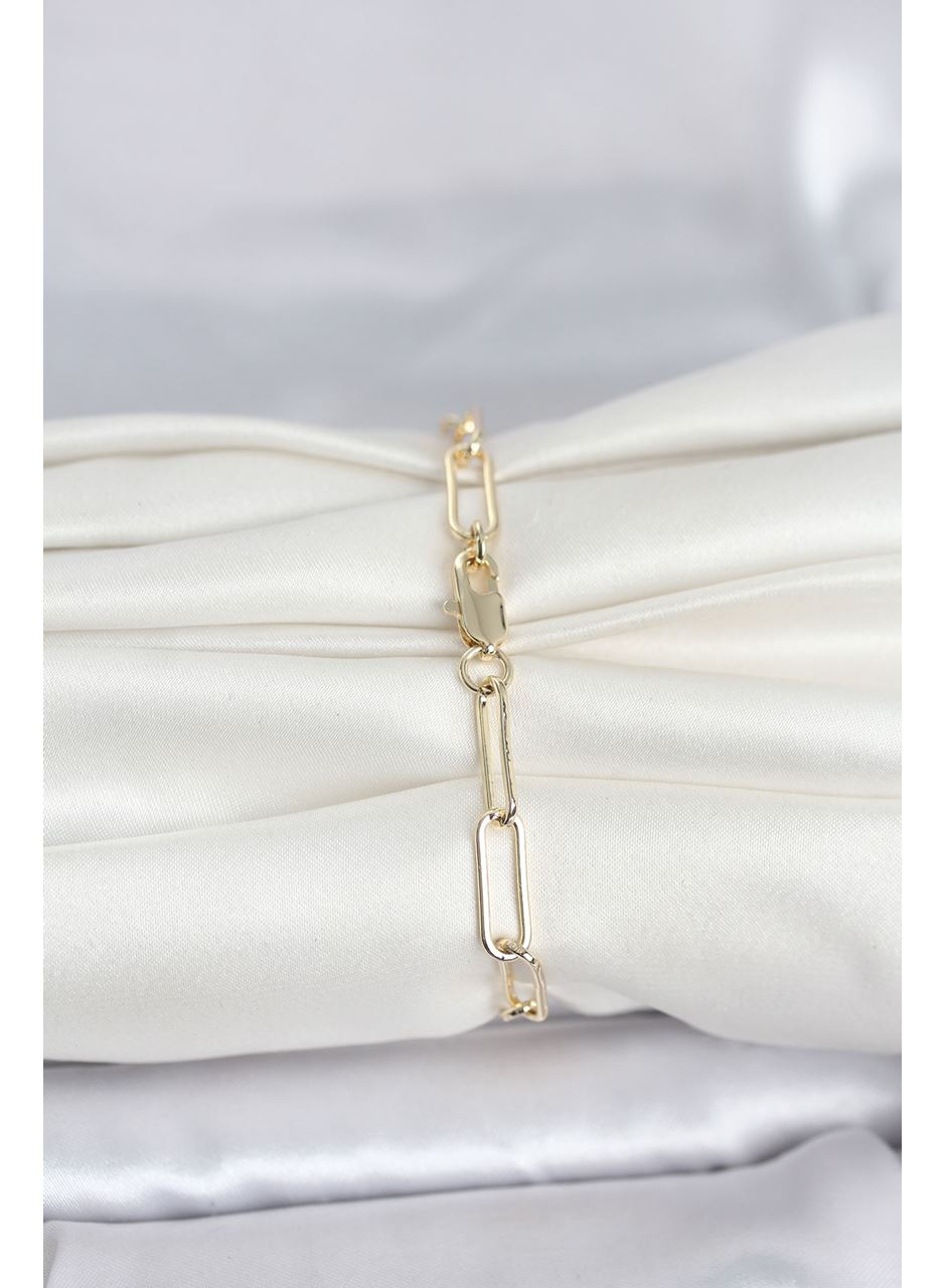 CM 14K Gold Renk Kalın Ataç Zincir Model Kadın Bileklik