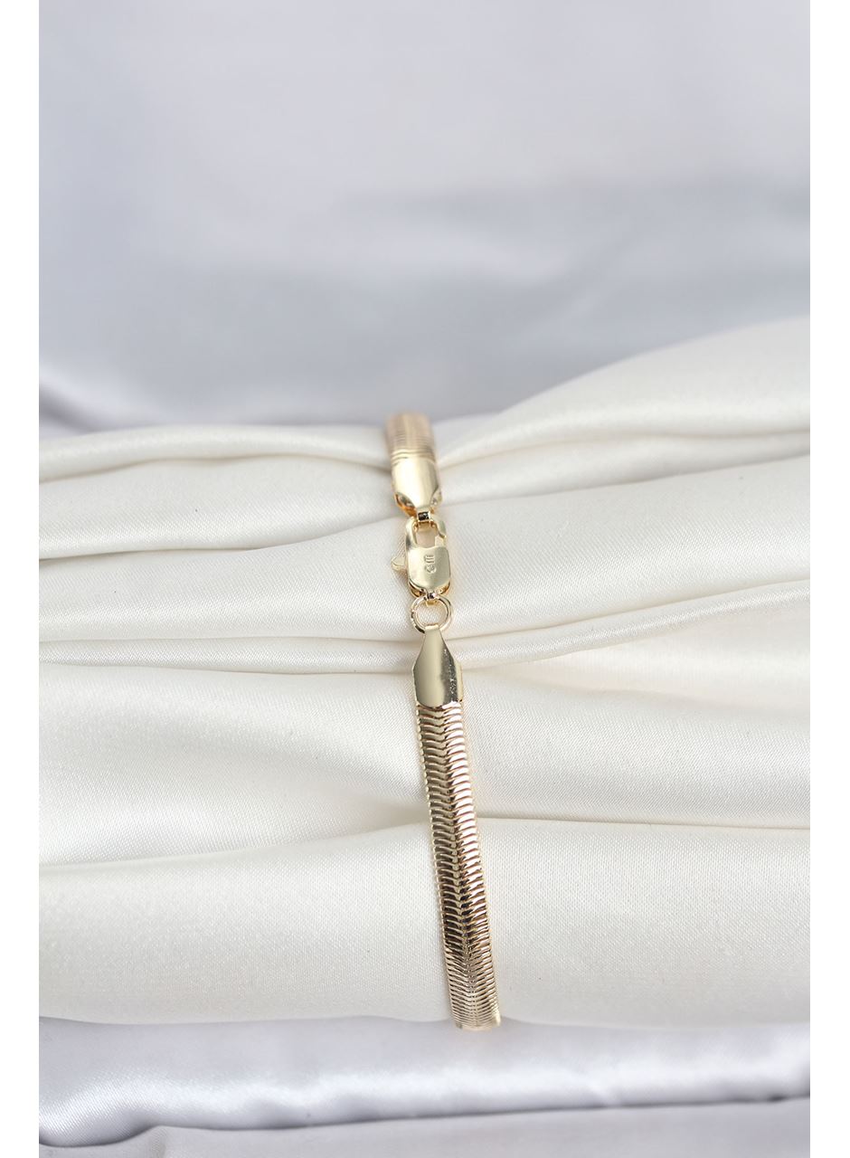 CM 14K Gold Renk Yassı Zincir Yılan Model Kadın Bileklik