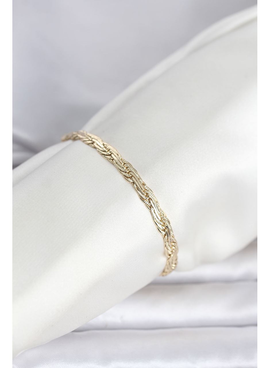 CM 14K Gold Renk Ezme Sarmal Zincir Model Kadın Bileklik