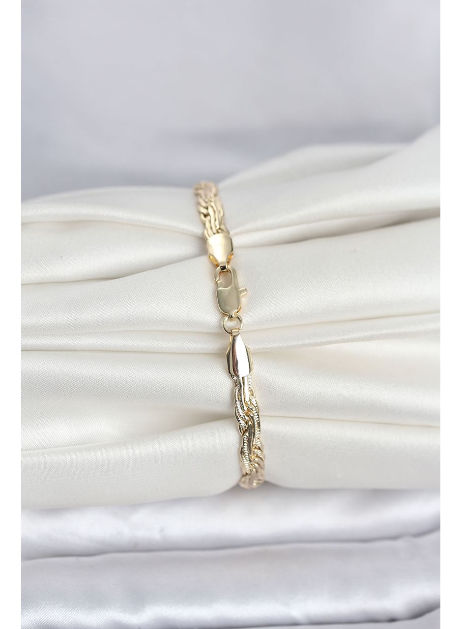 CM 14K Gold Renk Ezme Sarmal Zincir Model Kadın Bileklik