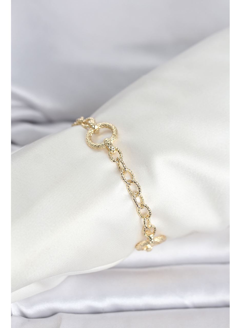 CM 14K Gold Renk Lazerli Halka Model Kadın Bileklik