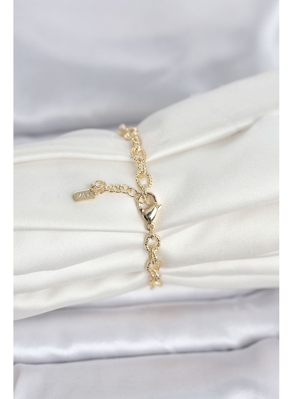 CM 14K Gold Renk Lazerli Halka Model Kadın Bileklik