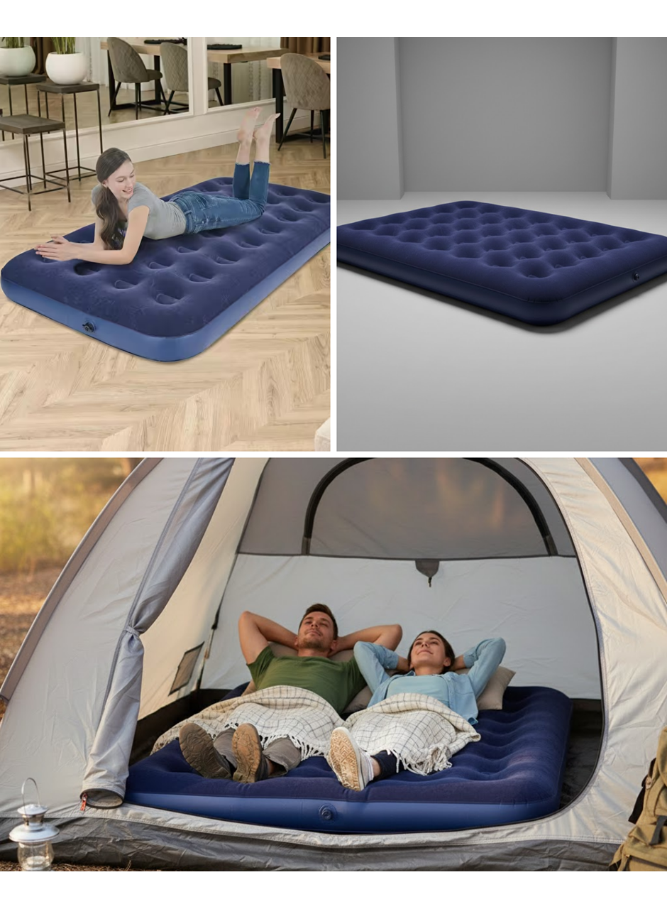 Çok Amaçlı Şişme Hava Yatağı Çift Kişilik Hızlı Şişirme Vanalı