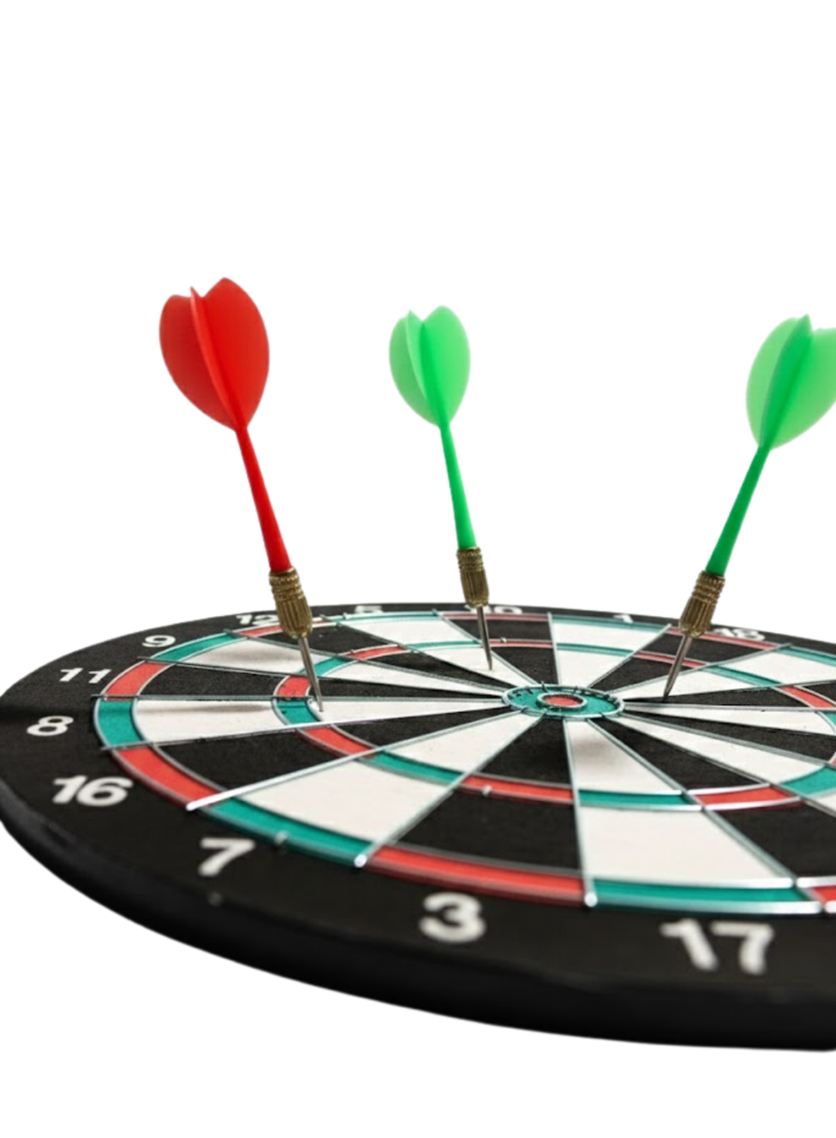 15 İnç Dart Tahtası 4 Metal Uçlu Dart Oku Dayanıklı Ahşap Gövde