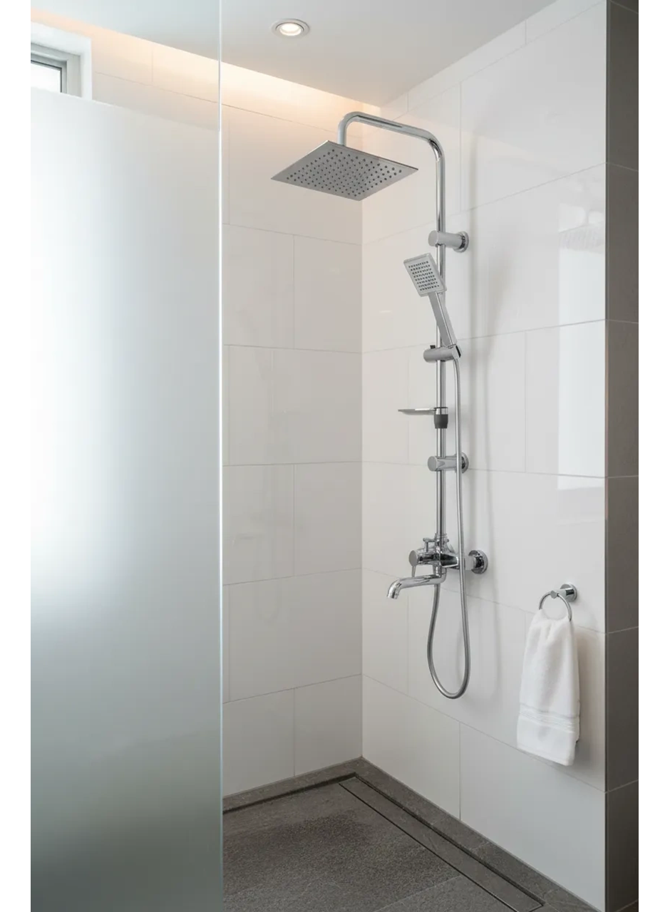 Dubai Yeni Nesil Yağmurlama Etkili Krom Duş Robotu Seti - Fonksiyonel Tepe Duş Takımı (