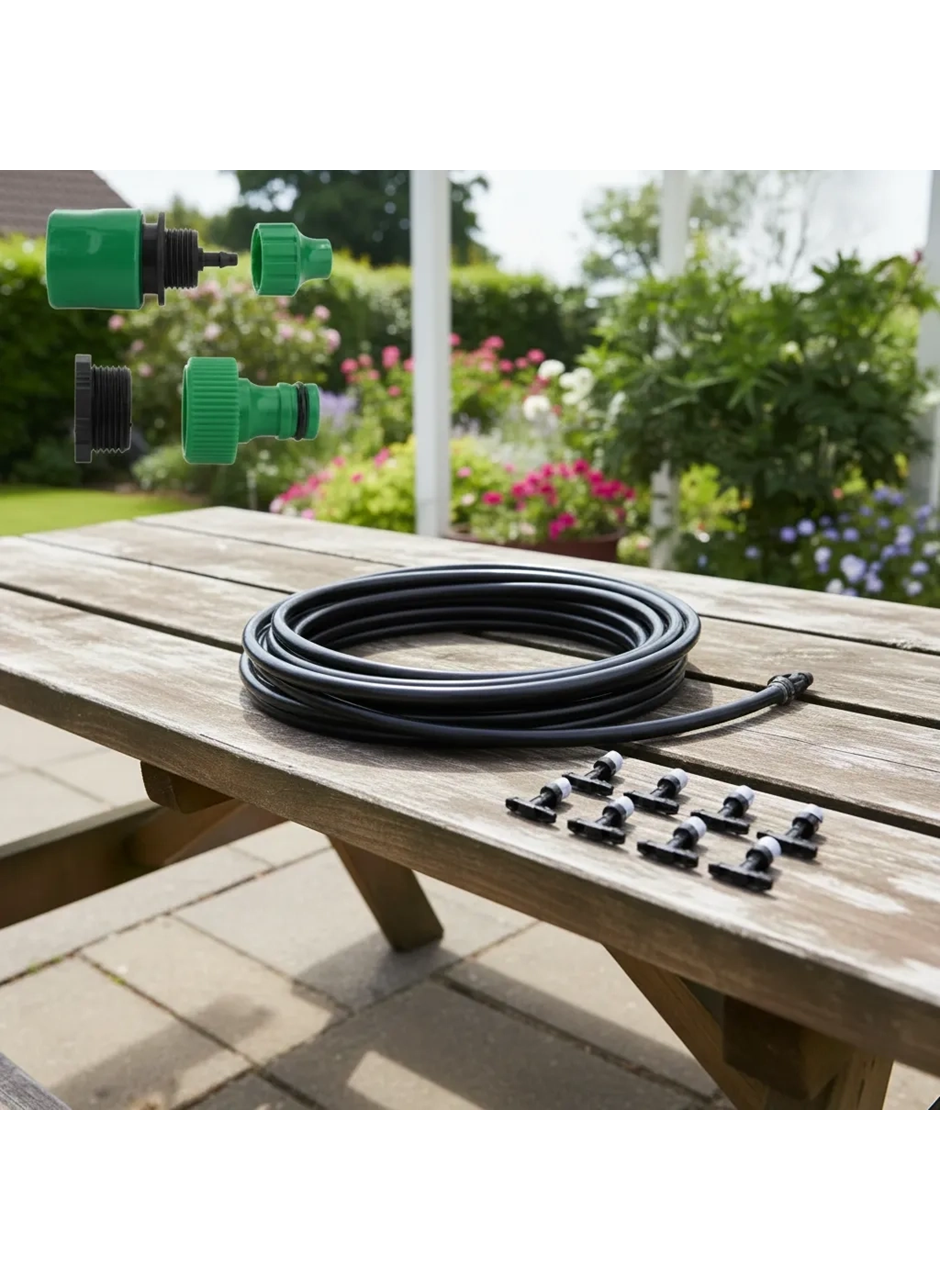 10 Metre Kendin Yap Açık Alan Serinletme Sistemi - Nozzle Başlıklı Bahçe ve Teras Nemlendirme Seti (