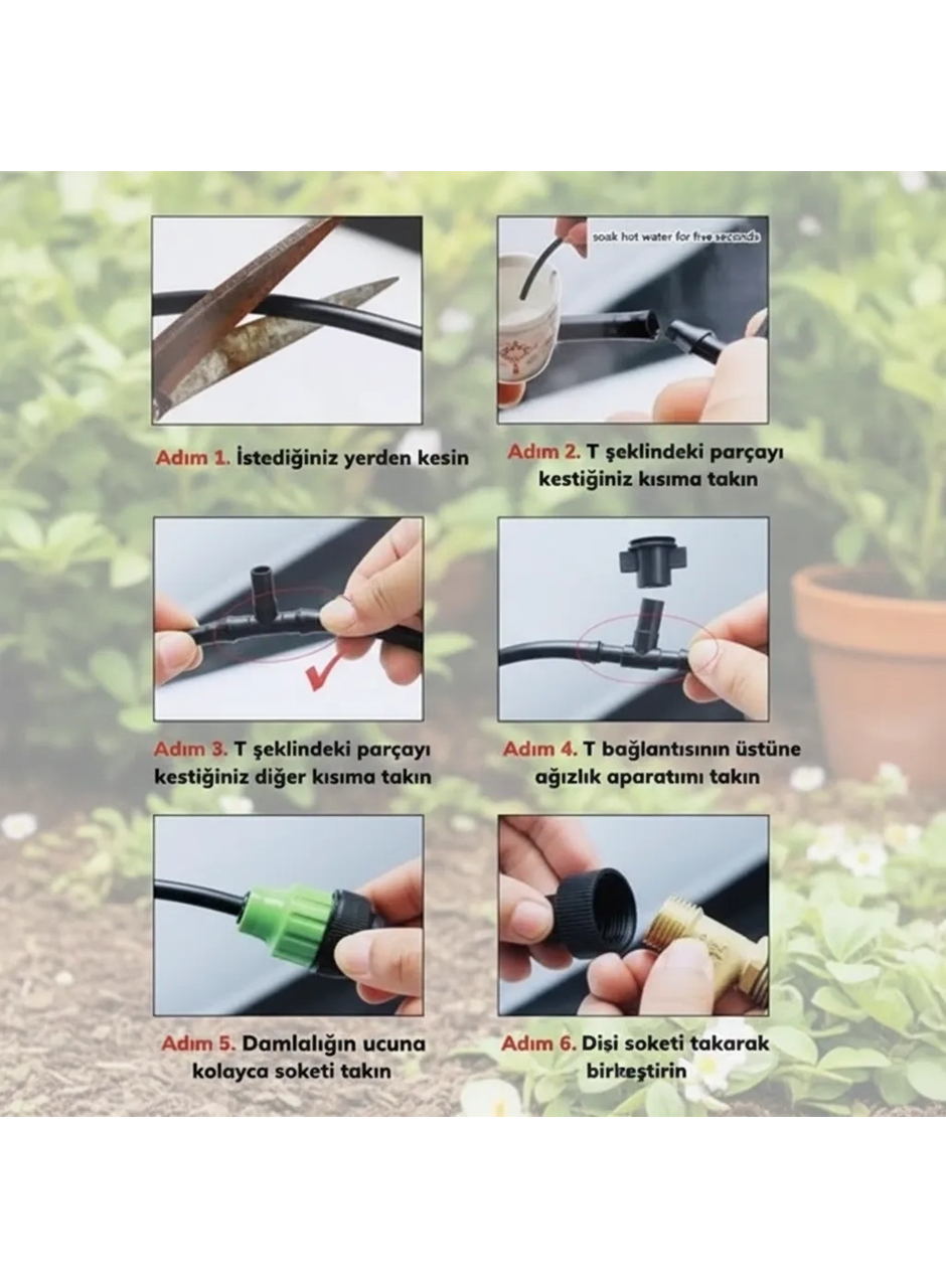 10 Metre Kendin Yap Açık Alan Serinletme Sistemi - Nozzle Başlıklı Bahçe ve Teras Nemlendirme Seti (