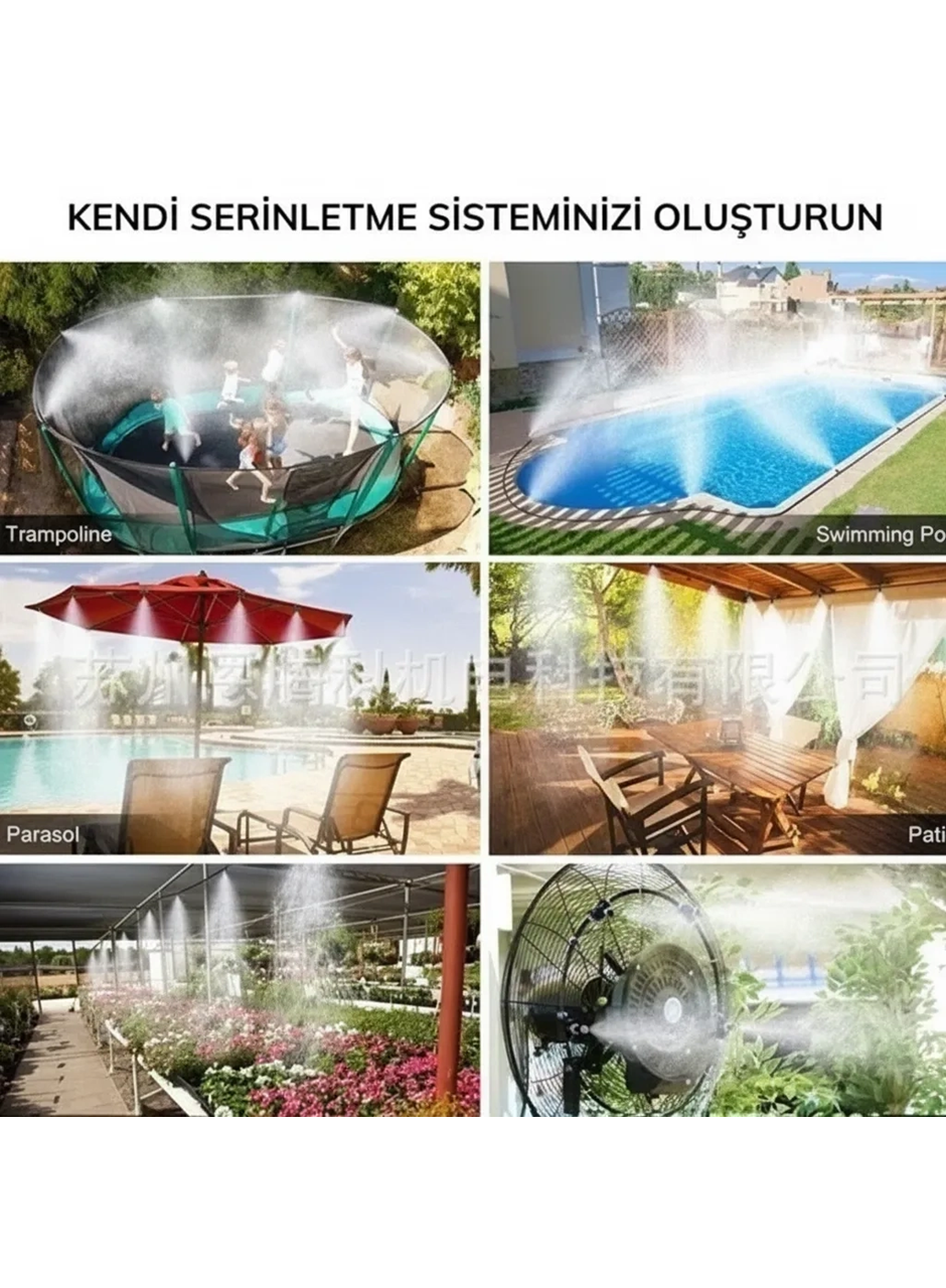 10 Metre Kendin Yap Açık Alan Serinletme Sistemi - Nozzle Başlıklı Bahçe ve Teras Nemlendirme Seti (