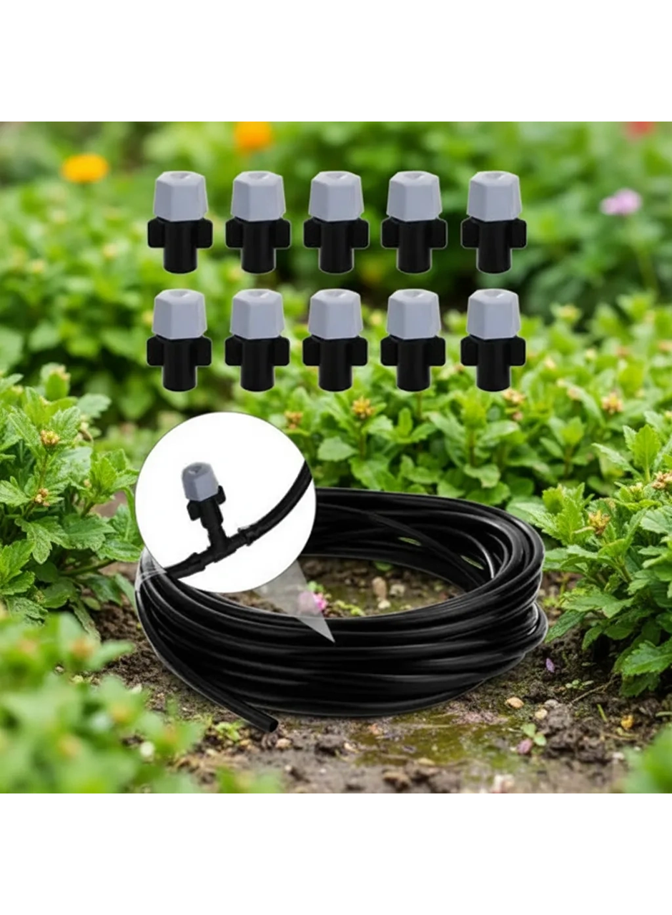 10 Metre Kendin Yap Açık Alan Serinletme Sistemi - Nozzle Başlıklı Bahçe ve Teras Nemlendirme Seti (