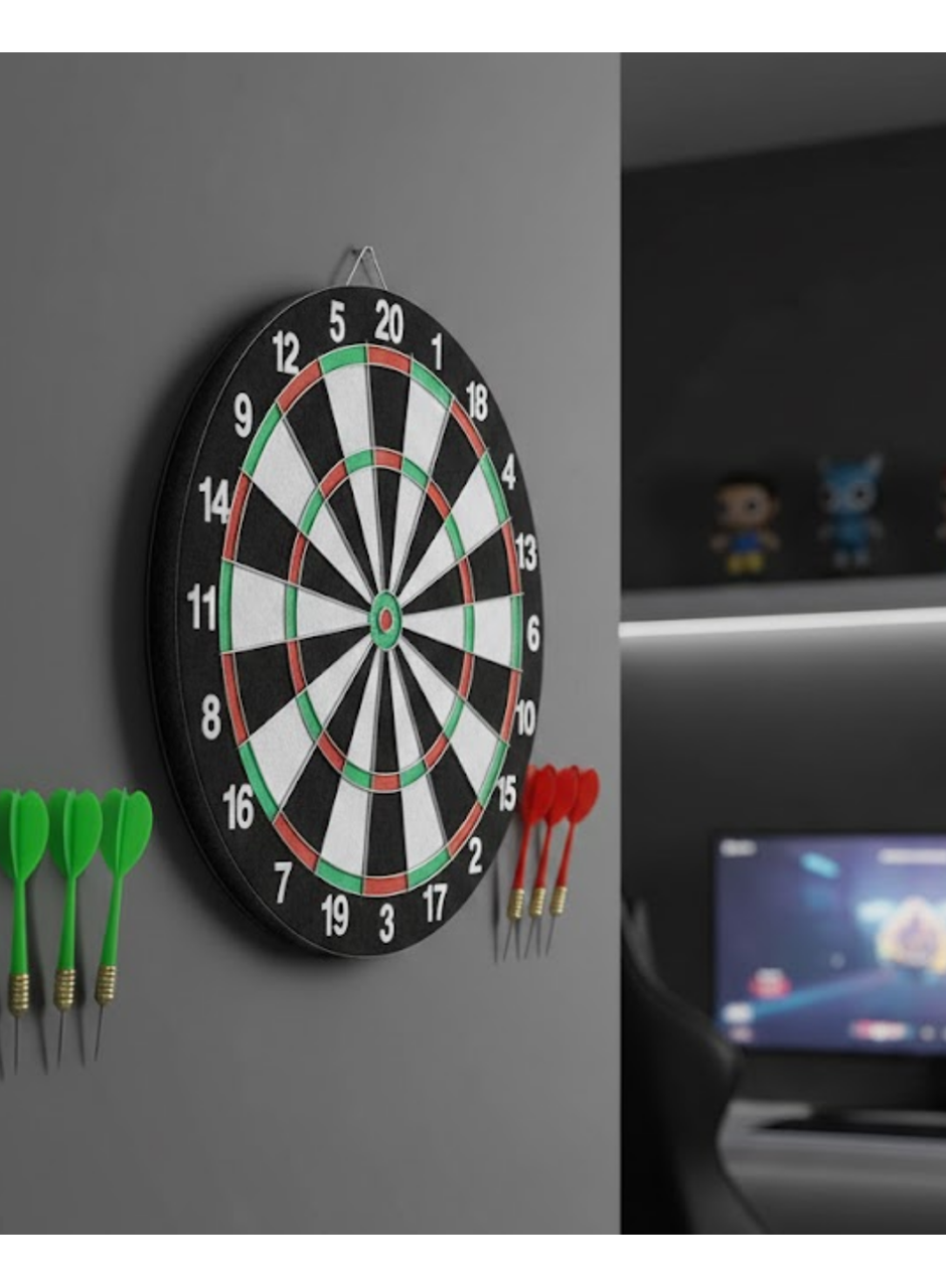 Kaliteli Ahşap Dart Tahtası 12 İnç  4 Dart Ok Seti