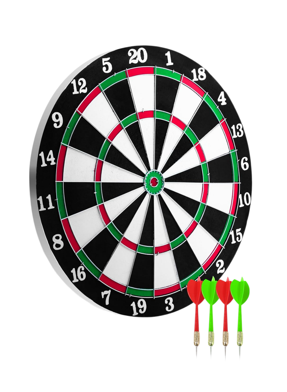 Kaliteli Ahşap Dart Tahtası 12 İnç  4 Dart Ok Seti