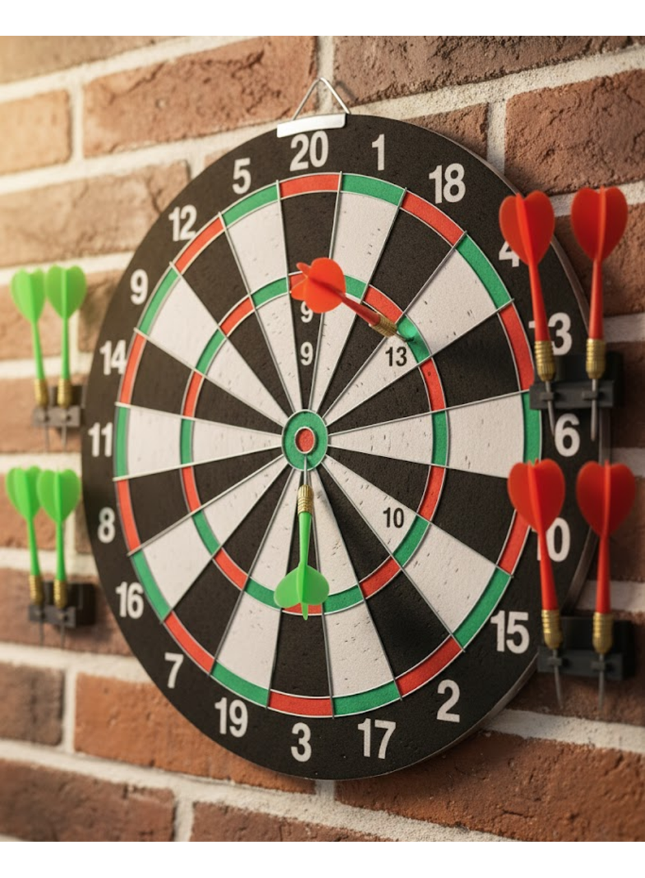12 İnç Dart Tahtası 4 Adet Metal Uçlu Dart Oku Kolay Montajlı