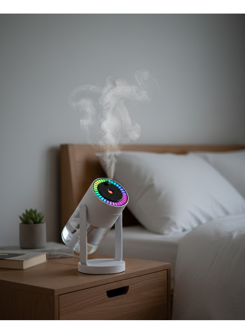 Araç ve Ev İçin Hava Nemlendirici Projektörlü Sessiz Buhar