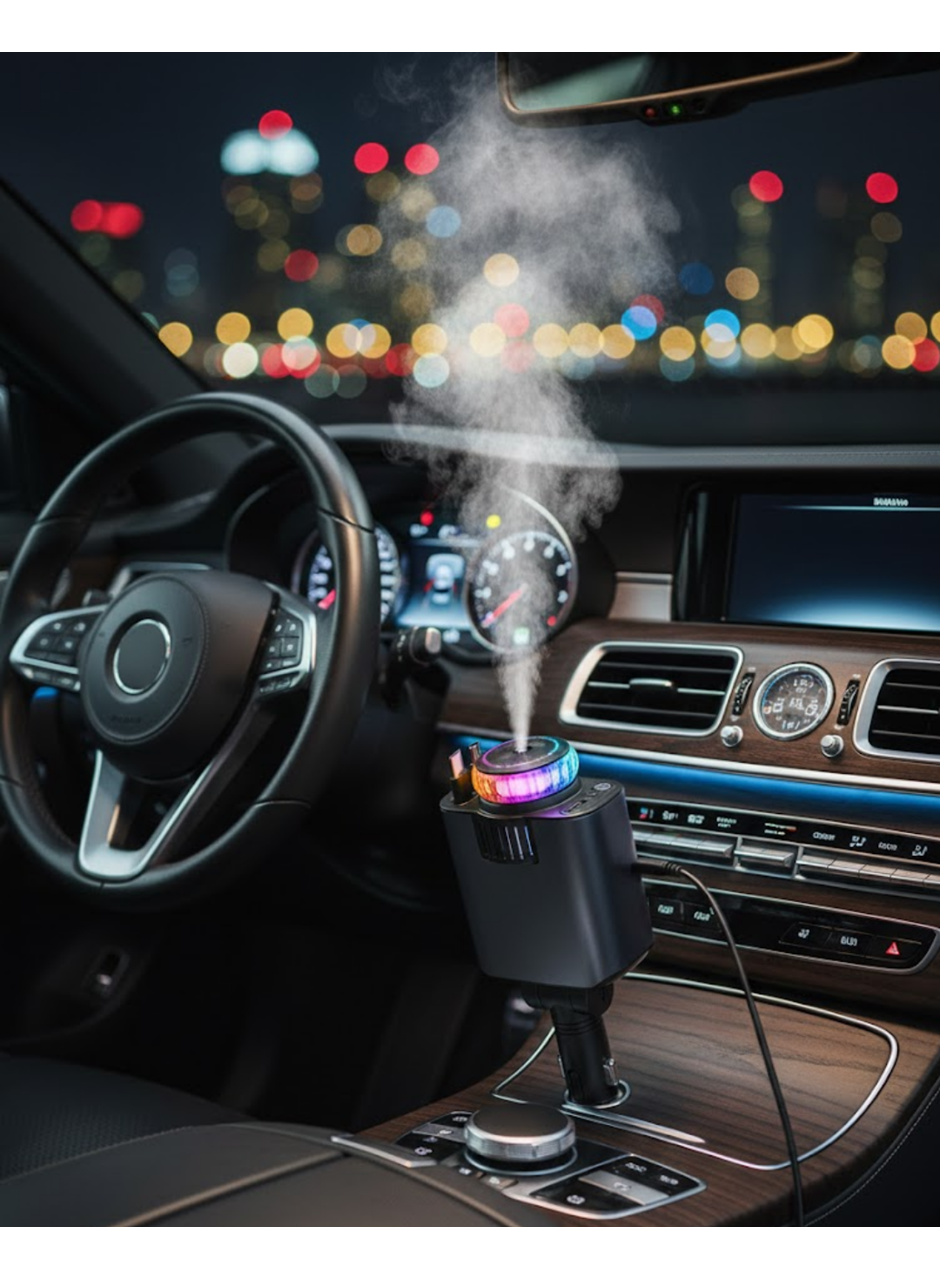 Araç İçi Nemlendirici Aromaterapi ve Hızlı Şarj Bir Arada