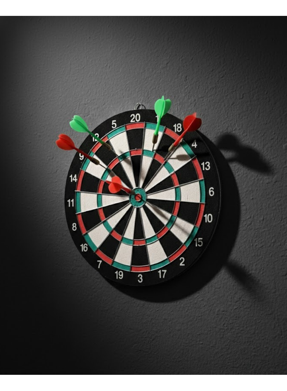 17 İnç Dart Tahtası Sağlam Ahşap Gövde ve Metal İğneli Dart Okları