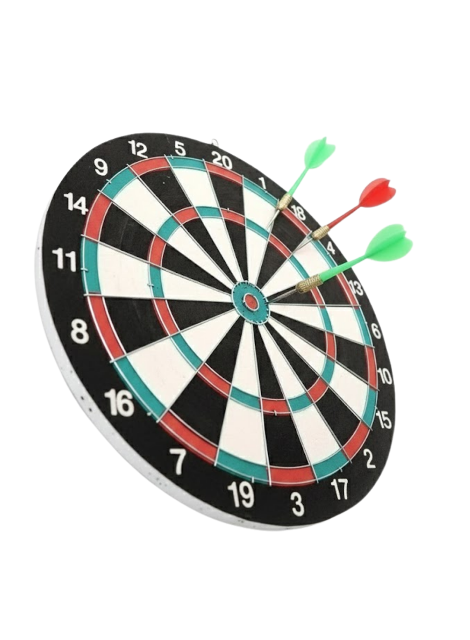 17 İnç Dart Tahtası Sağlam Ahşap Gövde ve Metal İğneli Dart Okları