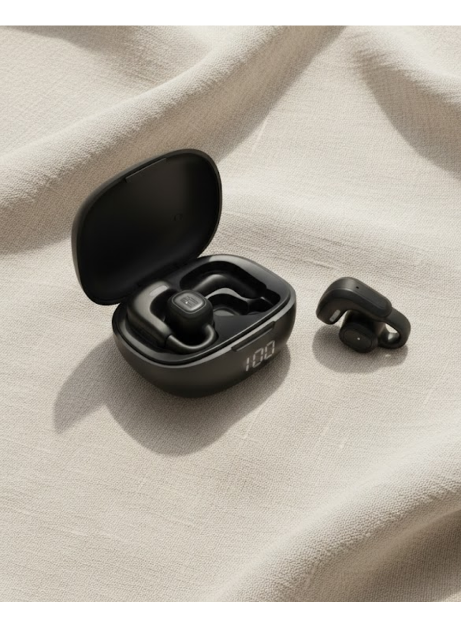 Açık Kulak Kablosuz Spor Kulaklık Dual Mikrofon ve LED Gösterge