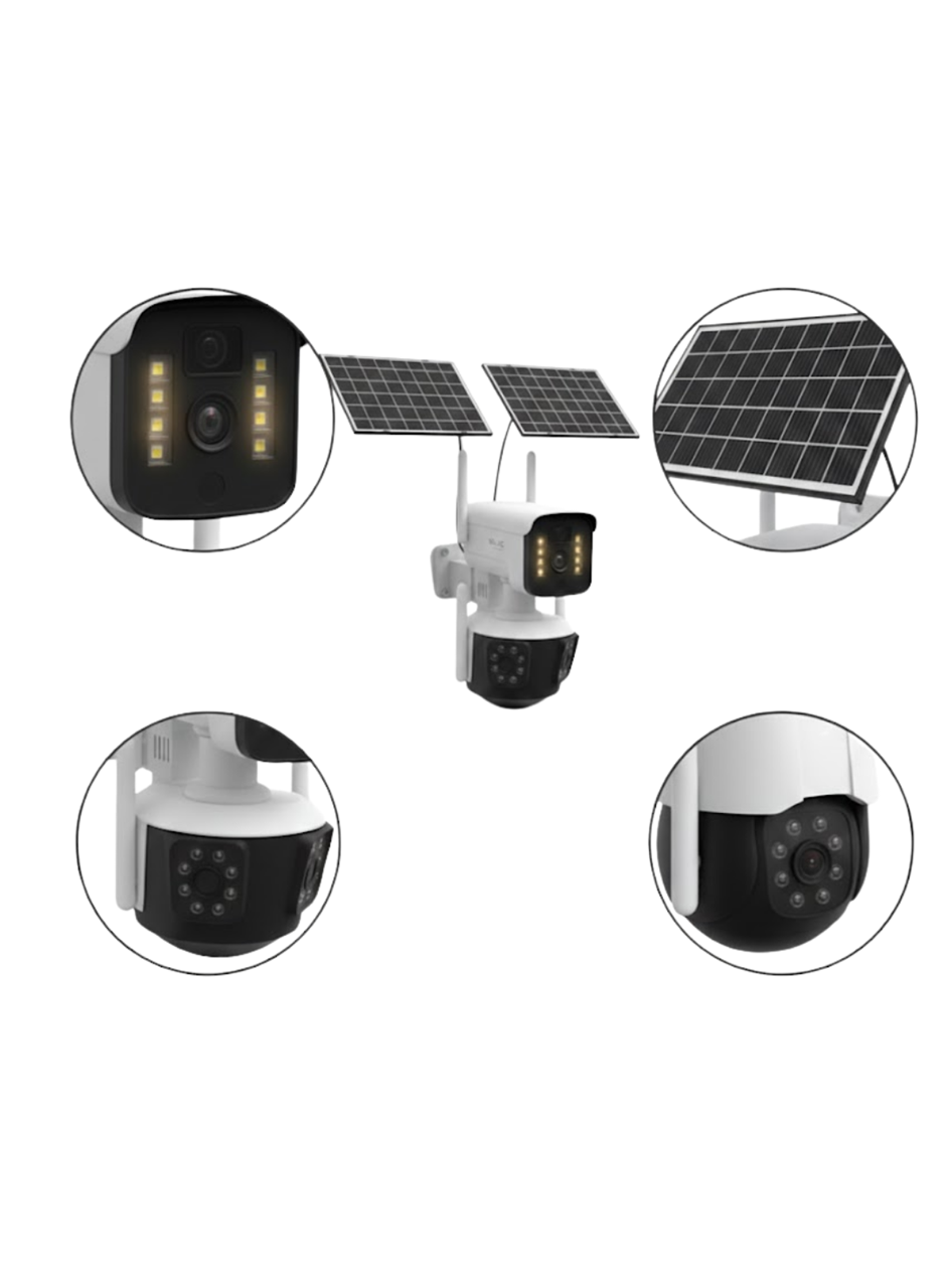 Çift Solar Panelli 4G Kablosuz IP Güvenlik Kamerası 9MP ve Hareket Takipli