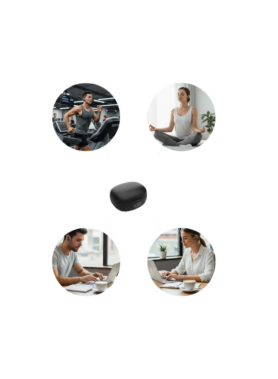 Açık Tasarım Kablosuz Bluetooth Spor Kulaklık LED Ekranlı