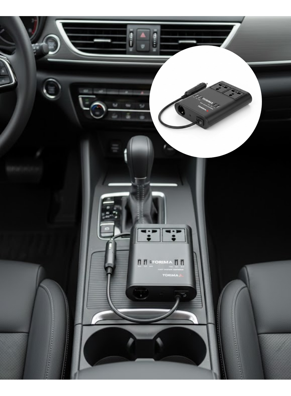 Araç İçin 12V 24V Güç Dönüştürücü 220V Priz ve USB Portlu