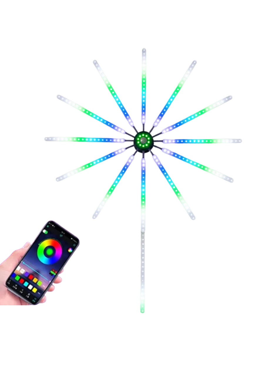 Akıllı RGB LED Havai Fişek Duvar Lambası Kumandalı ve Uygulama Kontrollü