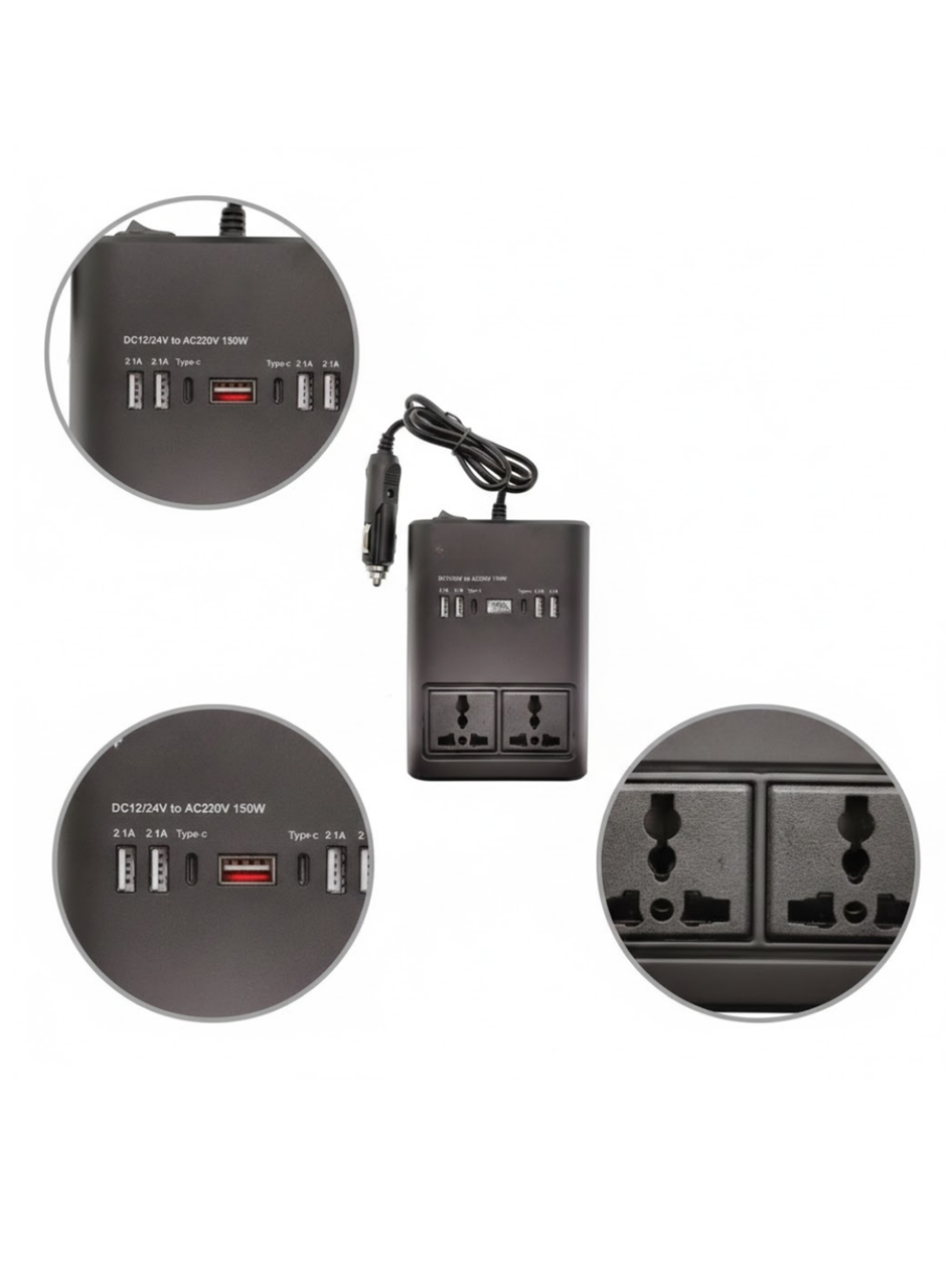 Araç Çakmak Girişli Güç İnvertörü 150W