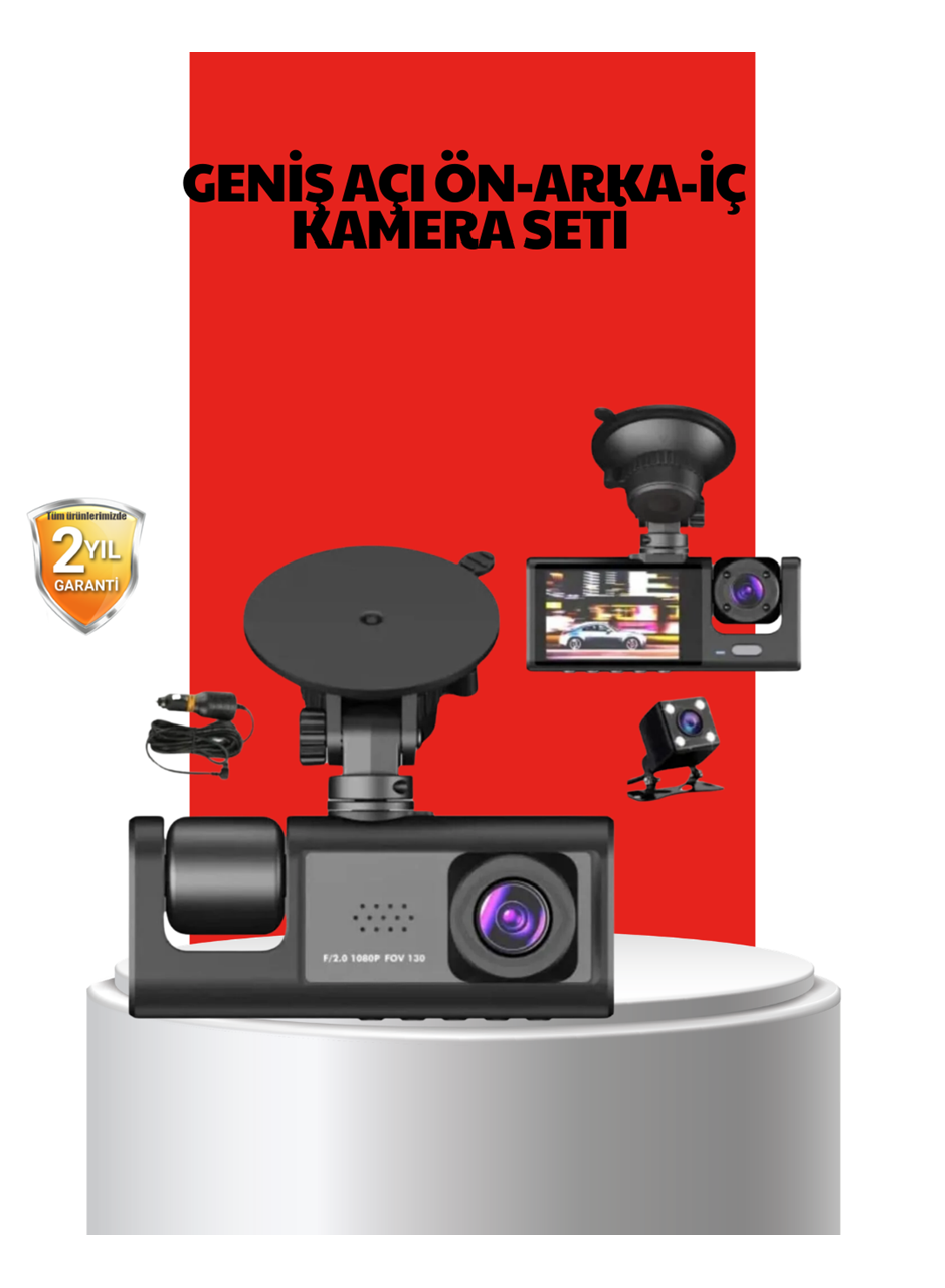 170° Geniş Açı Ön-Arka-İç Kamera Seti – Tam Kapsamlı Araç Güvenliği
