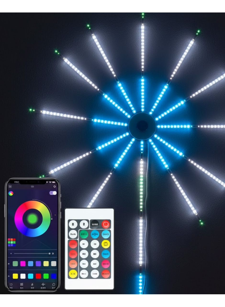 RGB LED Duvar Dekoru Sökülebilir Kollu Havai Fişek Işık Sistemi