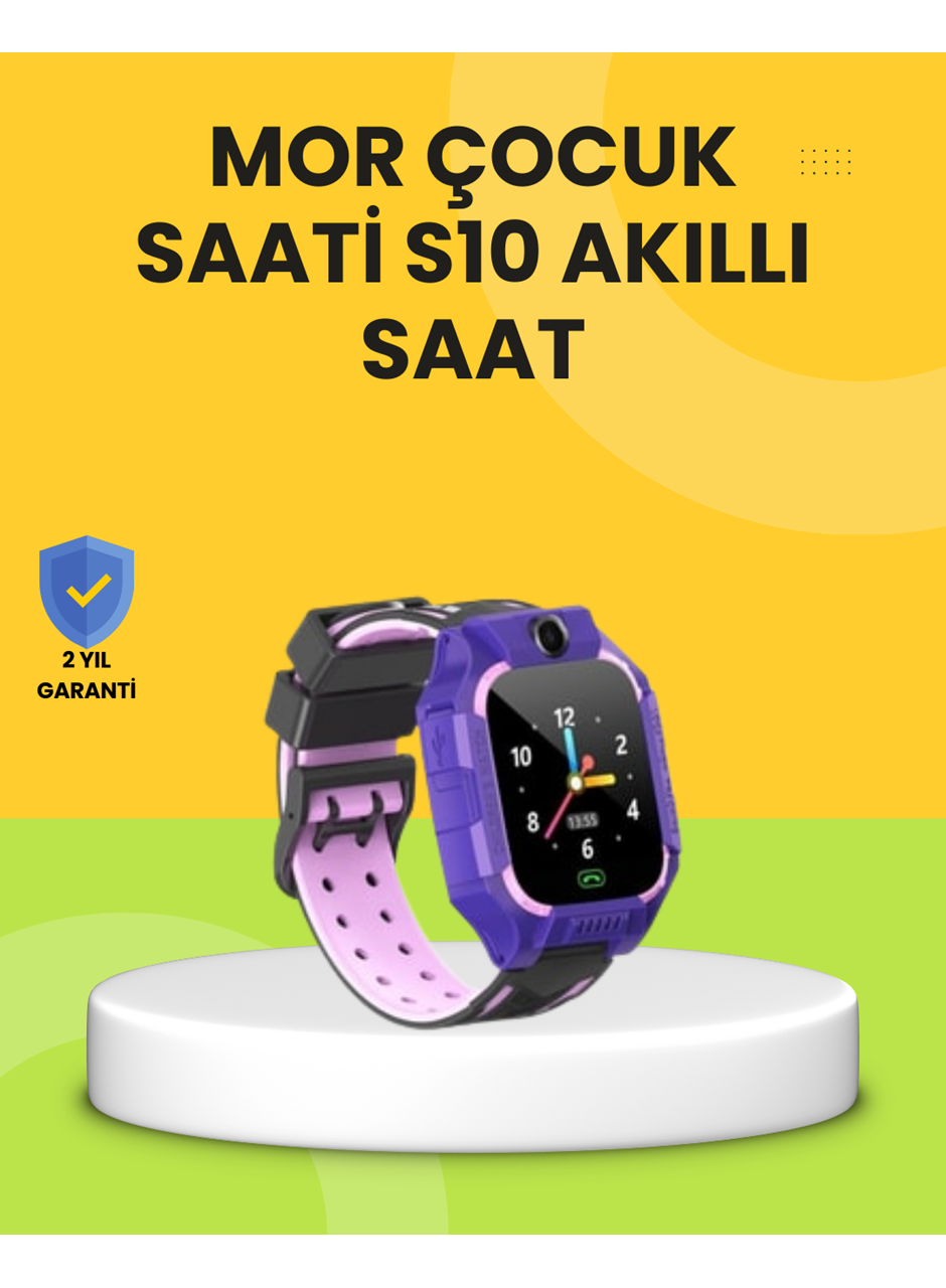 S10 Akıllı Çocuk Saati Mor Tasarım Adımsayar ve Alarm Fonksiyonlu