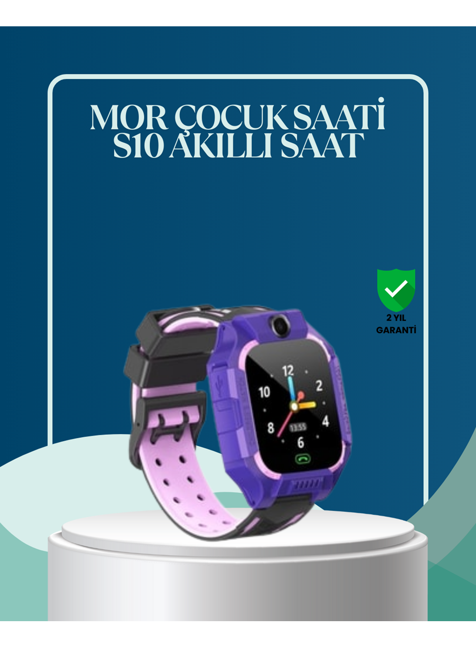S10 Mor Çocuk Takip Saati Elektronik Bariyer ve Sesli Mesaj Destekli